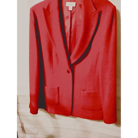 Talbots 12 wool nylon spandex blend blazer jacket RED button front office suit c - Picture 1 of 8